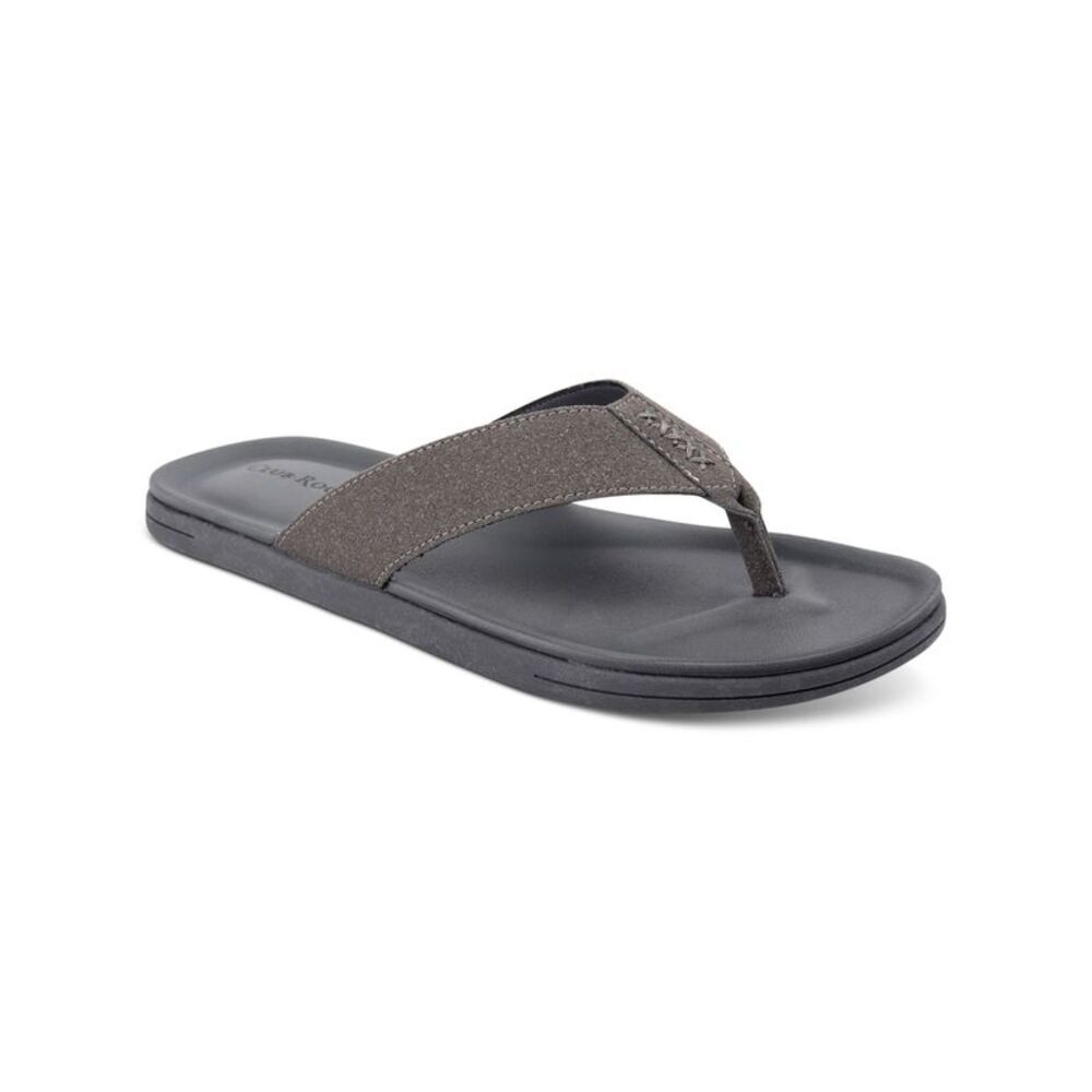 CLUBROOM Mens Gray Padded Riley Round Toe Slip On Flip Flop Sandal 13 M